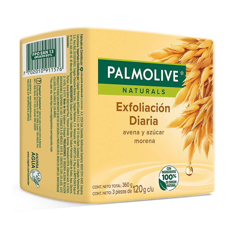 Palmolive® Naturals Exfoliación Diaria Avena y Azúcar Jabón en barra